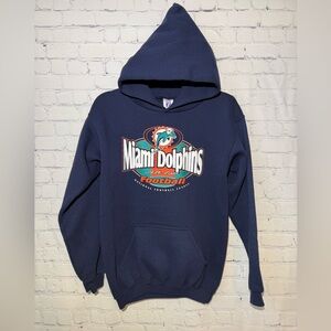 Vintage LOGO 7 size large (14-16) navy blue Miami Dolphin’s hoodie